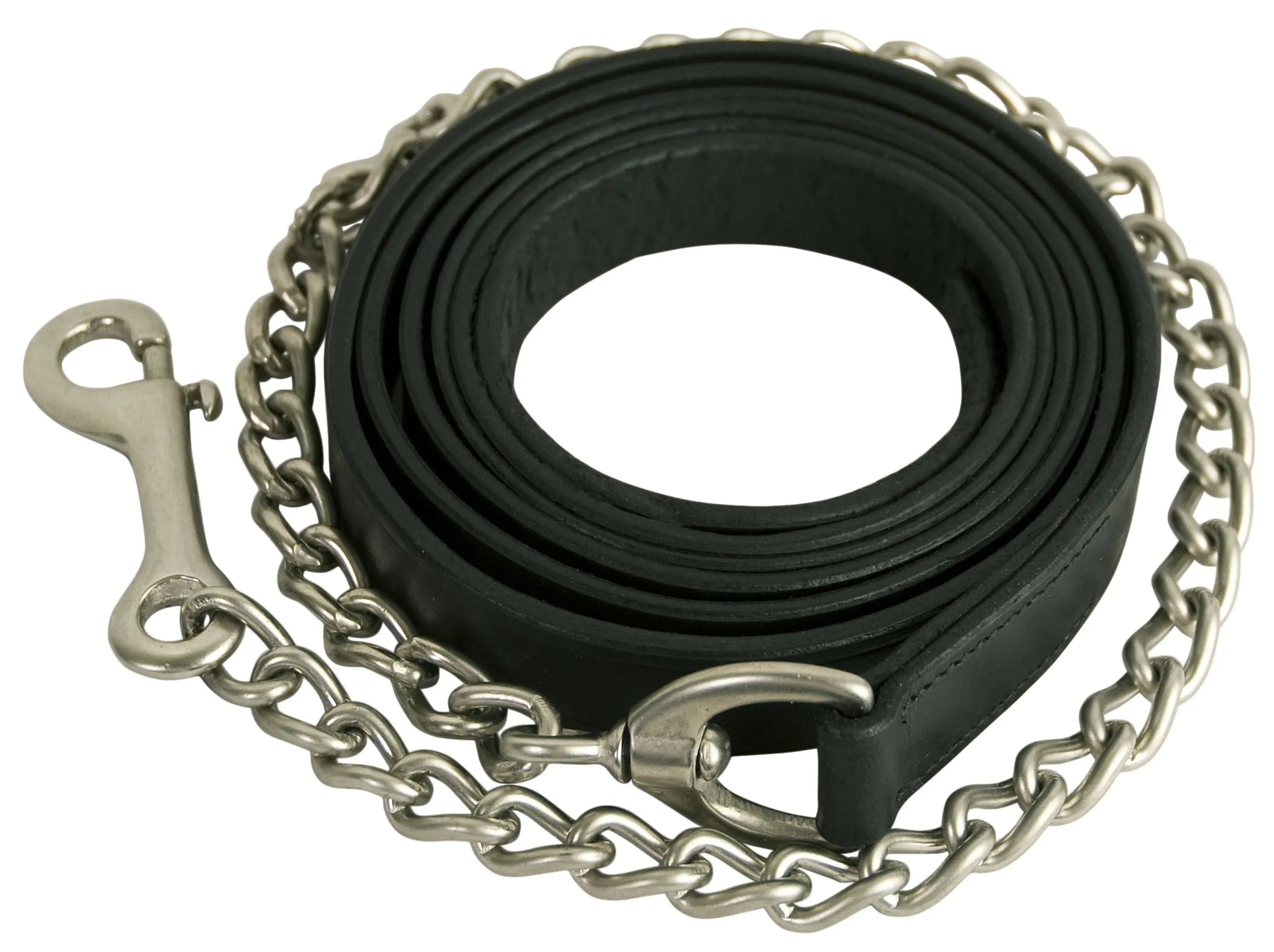 Gatsby Leather Lead With 30" Chain - Black 7-1/2' 1 for horses Horse Leads, Halters & English Tack